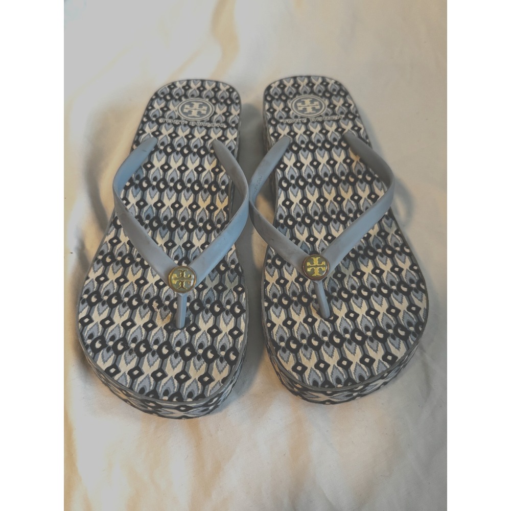 Tory Burch Blue Platform Thong Flip Flops Women Size 9.5 - 10